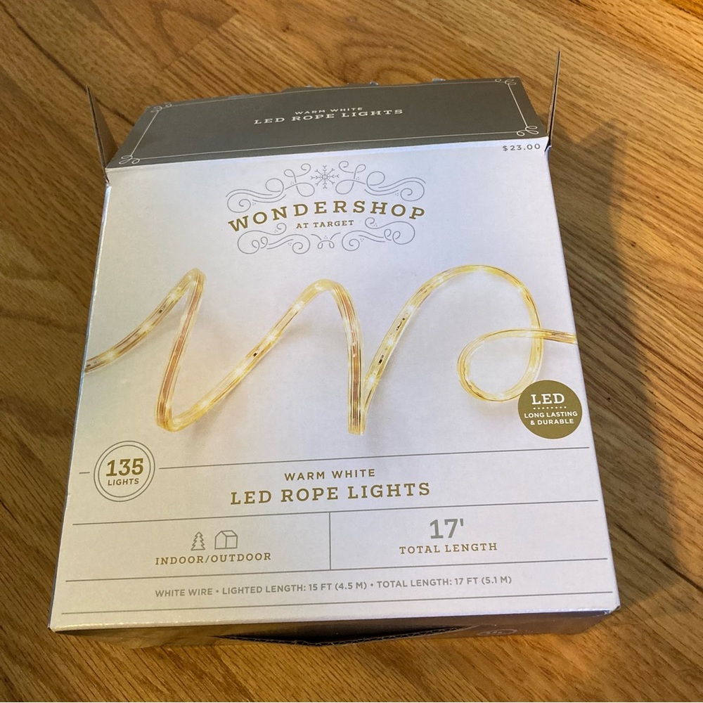Wondershop LED Rope Lights Warm White 135 Bulbs, 17 Feet